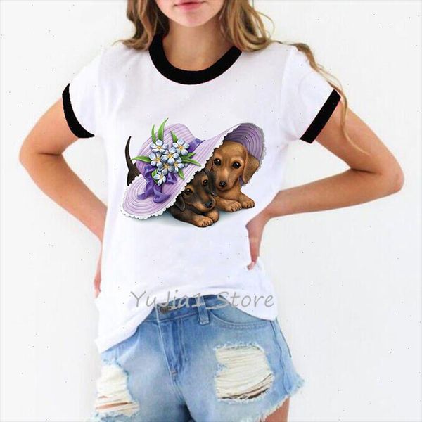a pair of adorable dachshunds printed women tshirt cute kawaii clothes summer female dog lover tee shirt femme t shirt, White
a pair of adorable dachshunds printed women tshirt cute kawaii clothes summer female dog lover tee shirt femme t shirt, White