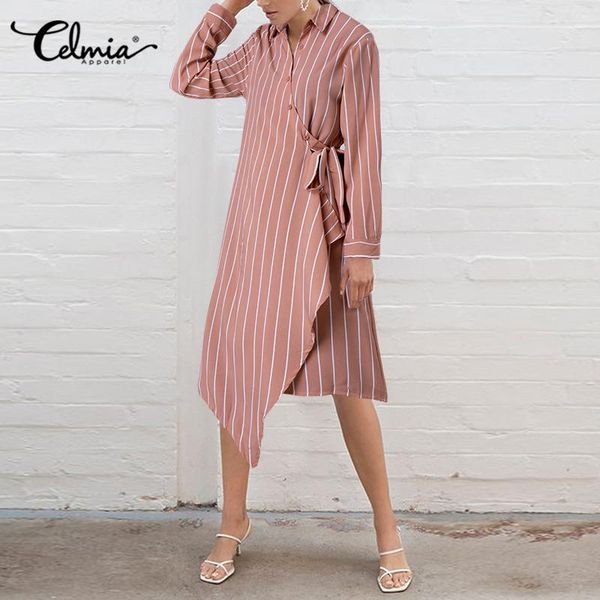 casual dresses women's shirt dress celmia fashion lapel striped elegant office ladies long sleeve asymmetrical bandage robe, Black;gray
casual dresses women's shirt dress celmia fashion lapel striped elegant office ladies long sleeve asymmetrical bandage robe, Black;gray