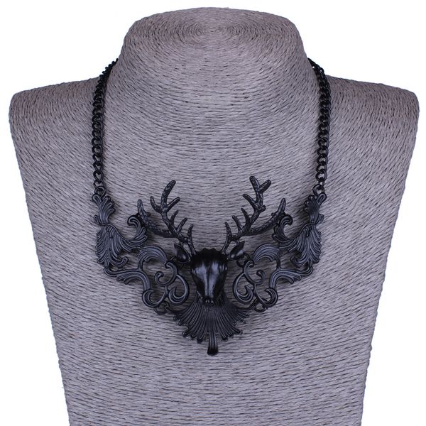 vintage hollow out deer black pendant necklace collar necklaces women statement halloween jewelry 1pcs/lot, Silver
vintage hollow out deer black pendant necklace collar necklaces women statement halloween jewelry 1pcs/lot, Silver