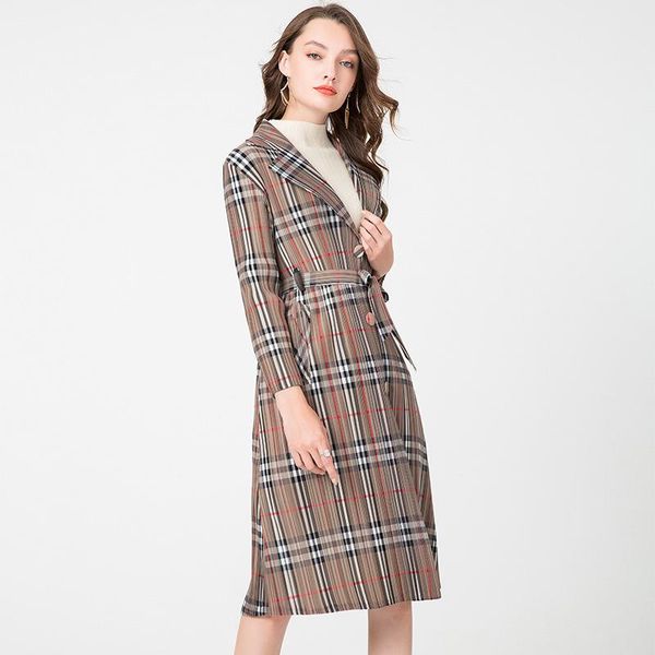 plaid pleated trench with sashes new winter fashion women coats long sleeves slim windbreaker turn-down collar 2020, Tan;black
plaid pleated trench with sashes new winter fashion women coats long sleeves slim windbreaker turn-down collar 2020, Tan;black