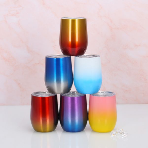 12oz stainless steel wine tumbler with lid, egg shape beer cups, gradient color wine glass cup, stemless wine cup, vacuum insulated tumbler
12oz stainless steel wine tumbler with lid, egg shape beer cups, gradient color wine glass cup, stemless wine cup, vacuum insulated tumbler