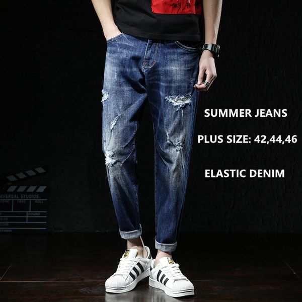 men jeans fashions ripped fit denim hip hop mens harem jean plus size 42 44 46 summer ankle length cotton trousers cowboy pants 201111, Blue
men jeans fashions ripped fit denim hip hop mens harem jean plus size 42 44 46 summer ankle length cotton trousers cowboy pants 201111, Blue