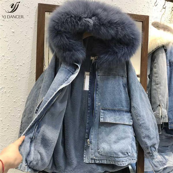 denim coat jacket female 2018 winter fashion new big fur collar hooded rex fur denim plus velvet long coat h03371, Black
denim coat jacket female 2018 winter fashion new big fur collar hooded rex fur denim plus velvet long coat h03371, Black