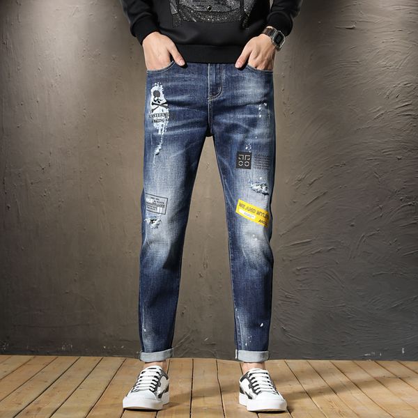 124-1215 style new ripped jeans, slim-fit men, skinny jeans for students and beggars, Blue
124-1215 style new ripped jeans, slim-fit men, skinny jeans for students and beggars, Blue