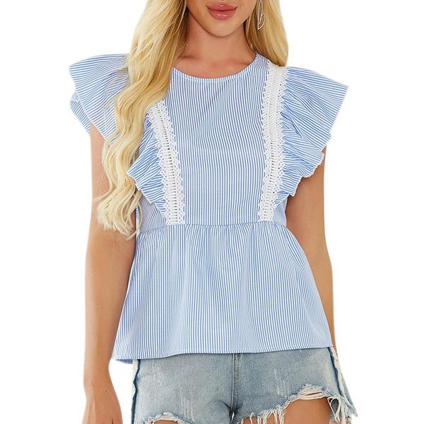 women's blouses & shirts vicabo womens blouse shirt fashion striped lace ruffle ladies casual sweet summer clothing women #w, White
women's blouses & shirts vicabo womens blouse shirt fashion striped lace ruffle ladies casual sweet summer clothing women #w, White
