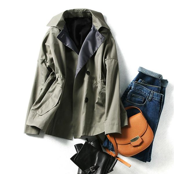 women's trench coats women 2021 spring long-sleeved drawstring short jacket, Tan;black
women's trench coats women 2021 spring long-sleeved drawstring short jacket, Tan;black