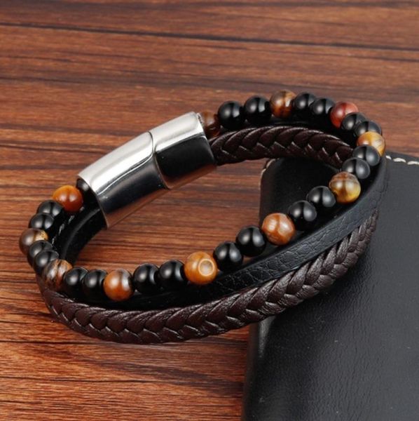 men natural stone genuine leather bracelet black stainless steel magnetic clasp tiger eye bead jewelry
men natural stone genuine leather bracelet black stainless steel magnetic clasp tiger eye bead jewelry