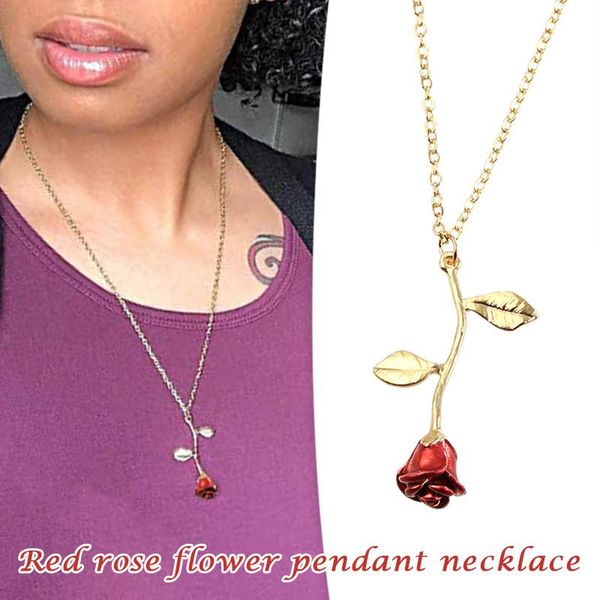 necklace rose flower necklace golden red rose jewelry gift for women girl durable fashion ty66, Silver
necklace rose flower necklace golden red rose jewelry gift for women girl durable fashion ty66, Silver