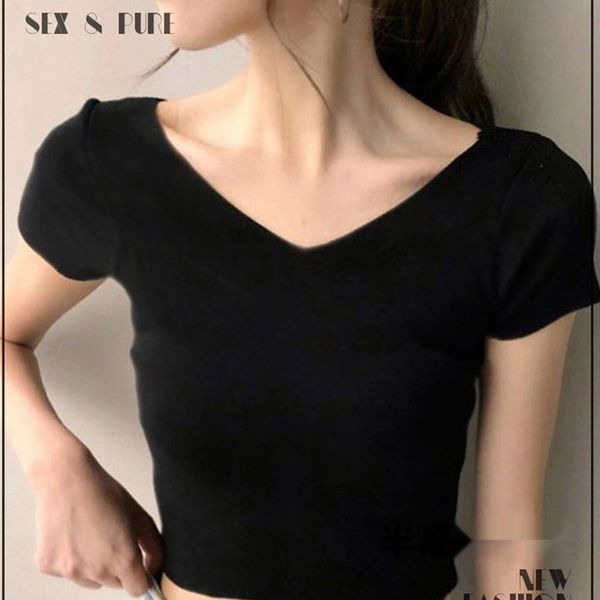2020 underwearunderwearsummer korean new v-neck short sleeve t-shirt women's insrevealing navel tight machine for women toxae, White
2020 underwearunderwearsummer korean new v-neck short sleeve t-shirt women's insrevealing navel tight machine for women toxae, White