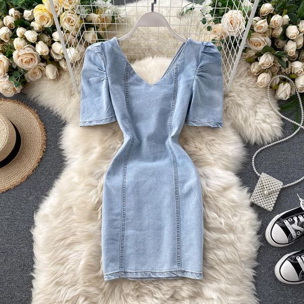 2021 new summer fashion tide casual puff sleeve high waist women hollow-out backless bodycon denim dress sb758, Black;gray
2021 new summer fashion tide casual puff sleeve high waist women hollow-out backless bodycon denim dress sb758, Black;gray