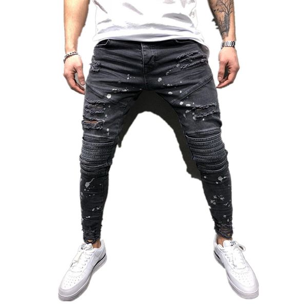 style 2021 men's brim fashion hole denies fine fit pencil locomotive paint pants etpc, Blue
style 2021 men's brim fashion hole denies fine fit pencil locomotive paint pants etpc, Blue
