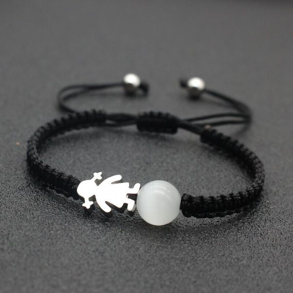 cute bear brand women bracelets stainless steel silver color little girl cat's eye stone imitation pearl rope braided bracelet, Black
cute bear brand women bracelets stainless steel silver color little girl cat's eye stone imitation pearl rope braided bracelet, Black