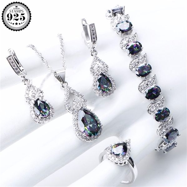 natural rainbow jewelry sets 925 sterling silver wedding earrings for women stones bracelet necklace rings set gifts box y200602, Slivery;golden
natural rainbow jewelry sets 925 sterling silver wedding earrings for women stones bracelet necklace rings set gifts box y200602, Slivery;golden