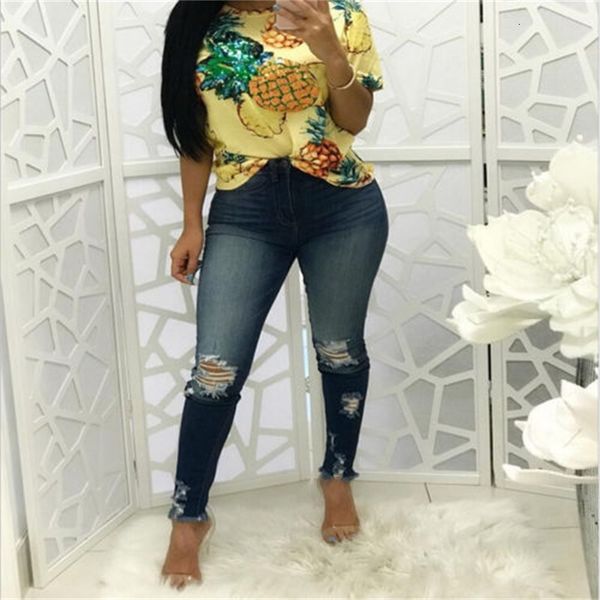 new women spring slim hole high waisted skinny elastic denim holes pencil jeans, Blue
new women spring slim hole high waisted skinny elastic denim holes pencil jeans, Blue