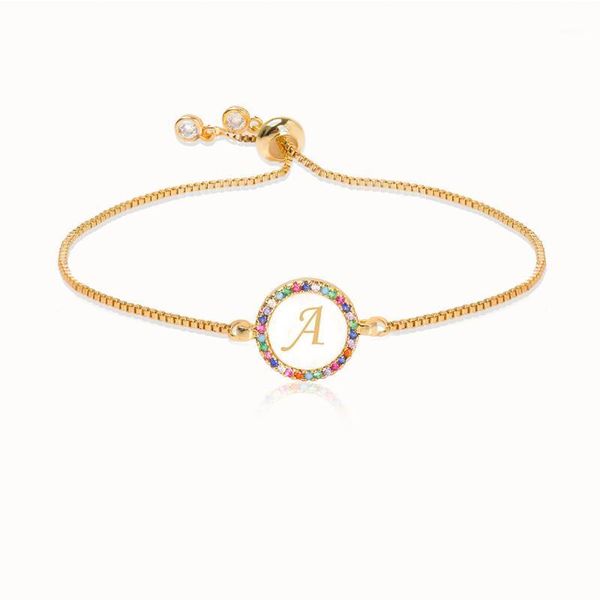 adjustable rainbow zircon 26 letter bracelet for women shell cz initial bracelet femme snake chain jewelry christmas gifts1, Golden;silver
adjustable rainbow zircon 26 letter bracelet for women shell cz initial bracelet femme snake chain jewelry christmas gifts1, Golden;silver