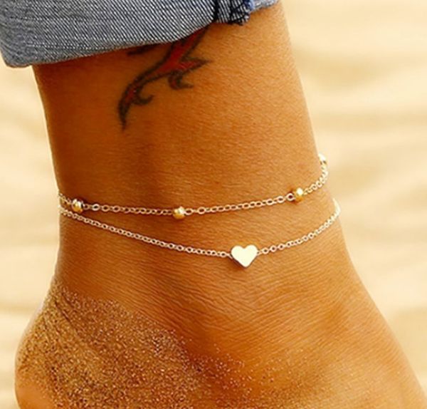 two layers new chain heart style gold/silver color anklets for women bracelets summer barefoot sandals jewelry on foot, Red;blue
two layers new chain heart style gold/silver color anklets for women bracelets summer barefoot sandals jewelry on foot, Red;blue
