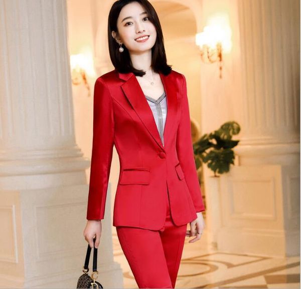 women's two piece pants business women suit formal red solid long sleeve blazer and trousers office ladies temperament work wear blue, White
women's two piece pants business women suit formal red solid long sleeve blazer and trousers office ladies temperament work wear blue, White