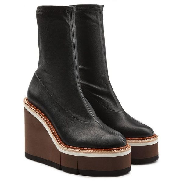 autumn winter platform boots women new black leather shoes woman elastic wedges ladies shoes round toe slip-on botas mujer 2020
autumn winter platform boots women new black leather shoes woman elastic wedges ladies shoes round toe slip-on botas mujer 2020