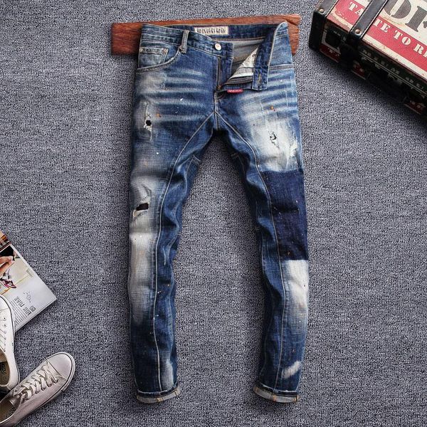новый дизайнер мода мужчин джинсы ретро синий slim fit краска разорванные джинсы мужчины denim байкер брюки hombre streetwear hip hop, Blue
новый дизайнер мода мужчин джинсы ретро синий slim fit краска разорванные джинсы мужчины denim байкер брюки hombre streetwear hip hop, Blue