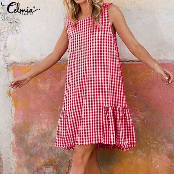 casual dresses bohemian women plaid dress 2021 celmia sleeveless summer beach sundress loose pleated long shirt vestidos plus size, Black;gray
casual dresses bohemian women plaid dress 2021 celmia sleeveless summer beach sundress loose pleated long shirt vestidos plus size, Black;gray