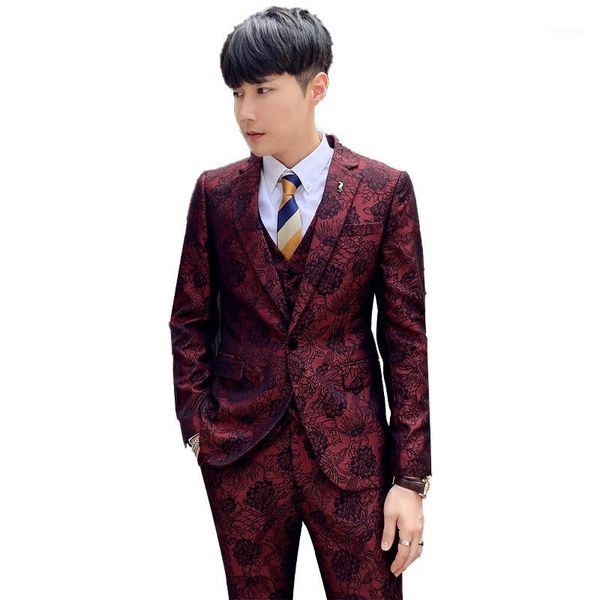men's british style fashion floral print slim blazer high-end custom banquet groom wedding dress jacket + pants + vest1, White;black
men's british style fashion floral print slim blazer high-end custom banquet groom wedding dress jacket + pants + vest1, White;black