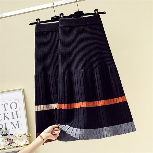 l 3xl plus size autumn winter fashion new contrast color pleated elastic high waist skirt all match females bottoms, Black
l 3xl plus size autumn winter fashion new contrast color pleated elastic high waist skirt all match females bottoms, Black