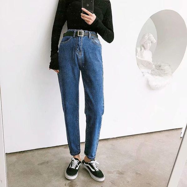 women's jeans 2021 autumn and winter retro high waist loose straight nine points women, street casual wild color thin women, Blue
women's jeans 2021 autumn and winter retro high waist loose straight nine points women, street casual wild color thin women, Blue
