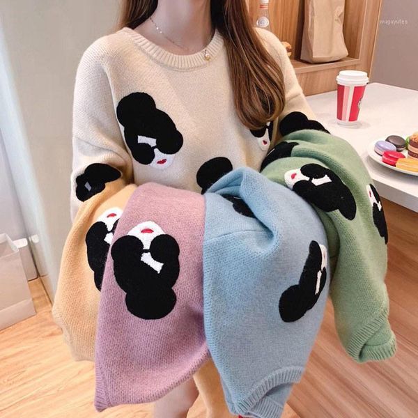 knitted cartoon printed women's sweater loose warm o-neck female pullovers 2020 girl winter korean school korean ladies sweaters1, White;black
knitted cartoon printed women's sweater loose warm o-neck female pullovers 2020 girl winter korean school korean ladies sweaters1, White;black