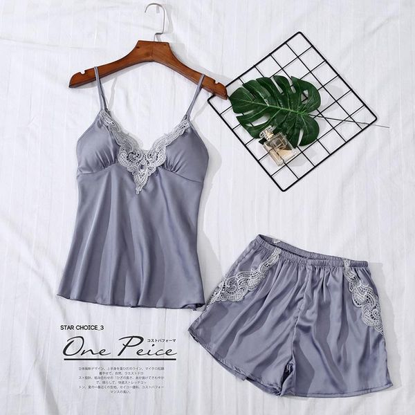 women lace shorts female strap shirt&shorts pajamas set 2pcs sleepwear gray nightgown silky pajamas suit home clothes1, Black;red
women lace shorts female strap shirt&shorts pajamas set 2pcs sleepwear gray nightgown silky pajamas suit home clothes1, Black;red