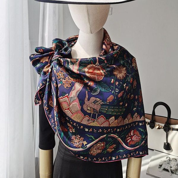 scarves women's 100% pure silk 12mm satin printed big square scarf wrap kerchief 108cm 42.5" wd011-2, Blue;gray
scarves women's 100% pure silk 12mm satin printed big square scarf wrap kerchief 108cm 42.5" wd011-2, Blue;gray