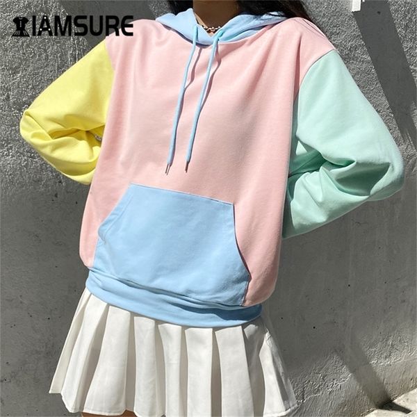 iamsure autumn winter fashion macaron colorblock oversized hoodie for women kpop streetwear casual loose female sweatshirt 201217, Black
iamsure autumn winter fashion macaron colorblock oversized hoodie for women kpop streetwear casual loose female sweatshirt 201217, Black
