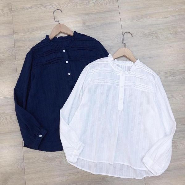 japanese mori women's 2020 fall new sweet wood ears stand collar loose creased long sleeve blouse women's base1, White
japanese mori women's 2020 fall new sweet wood ears stand collar loose creased long sleeve blouse women's base1, White
