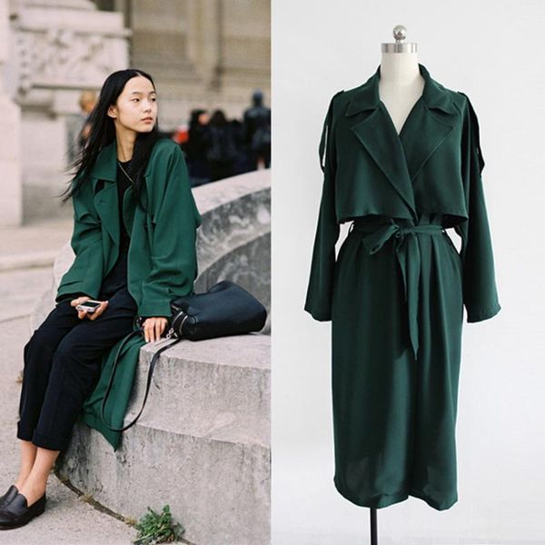 2018 spring autumn long women bf styletrench coat causal waist belt thin green windbreaker coat1, Tan;black
2018 spring autumn long women bf styletrench coat causal waist belt thin green windbreaker coat1, Tan;black