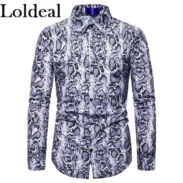 men's casual shirts loldeal snake skin printed men dress spring slim fit camisa social long sleeve shirt male brand night club, White;black
men's casual shirts loldeal snake skin printed men dress spring slim fit camisa social long sleeve shirt male brand night club, White;black