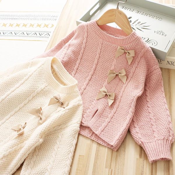 2021 spring baby girl bow sweater, Blue
