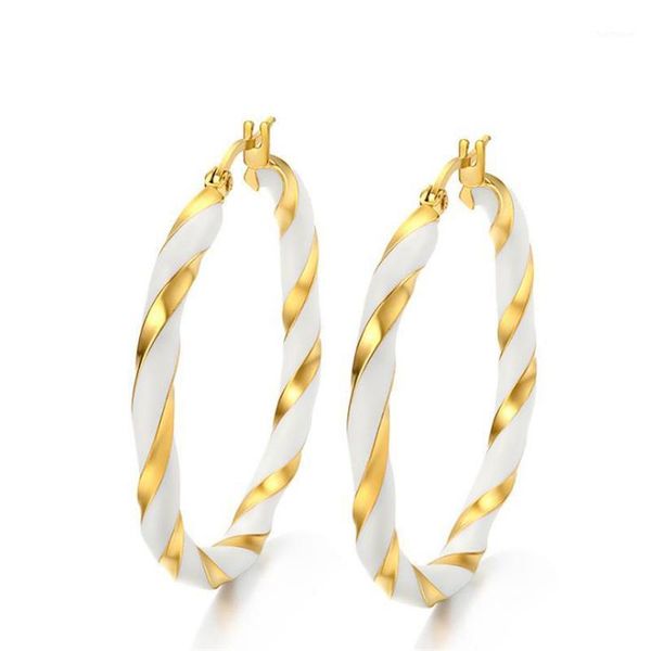 fashion titanium steel 42mm white enamel gold hoop earrings for women gold plating heliciform hoop earrings jewelry women's gift1, Golden
fashion titanium steel 42mm white enamel gold hoop earrings for women gold plating heliciform hoop earrings jewelry women's gift1, Golden