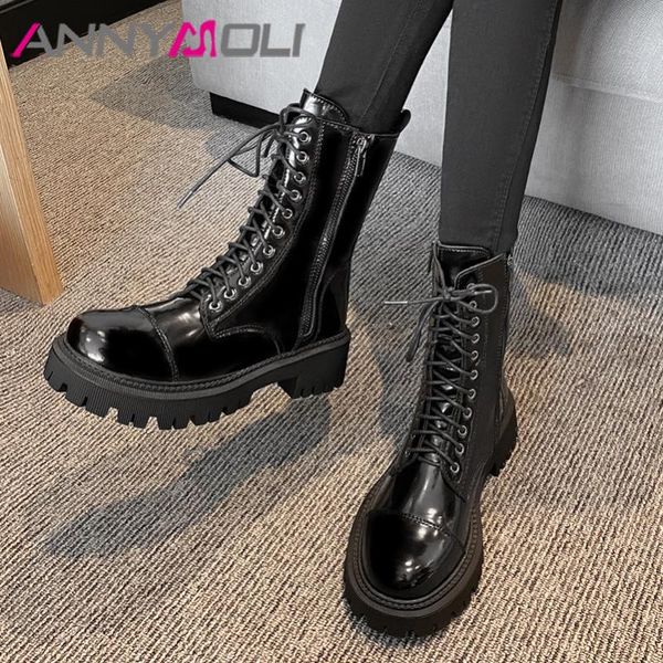 boots annymoli genuine leather platform mid heel motorcycle women shoes zip thick heels lace up calf autumn black 40
boots annymoli genuine leather platform mid heel motorcycle women shoes zip thick heels lace up calf autumn black 40