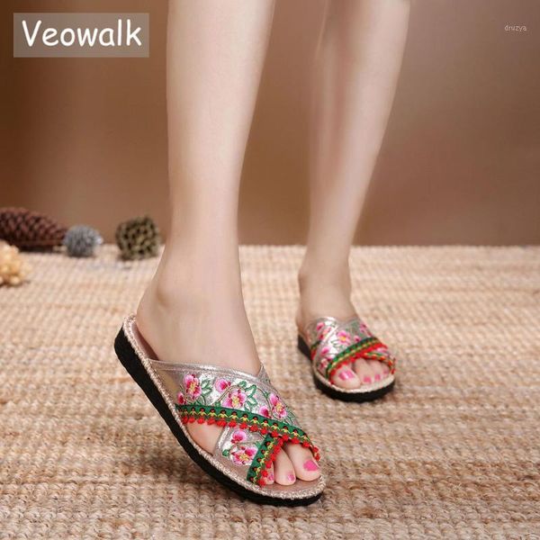 veowalk coating cotton fabric embroidered women open toe flat slide slippers summer vintage ladies comfortable soft home shoes1, Black
veowalk coating cotton fabric embroidered women open toe flat slide slippers summer vintage ladies comfortable soft home shoes1, Black