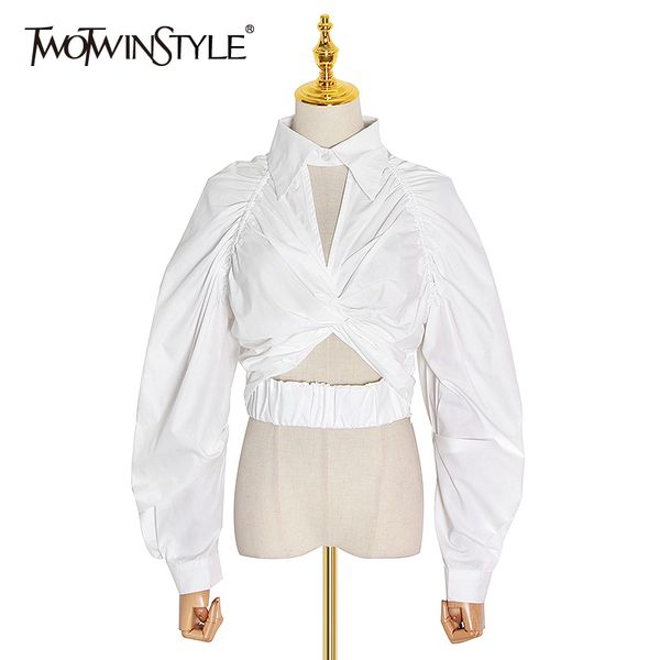 twotwinstyle casual ruched women blouse lapel collar lantern long sleeve hollow out short shirt female fashion clothing new 201126, White
twotwinstyle casual ruched women blouse lapel collar lantern long sleeve hollow out short shirt female fashion clothing new 201126, White