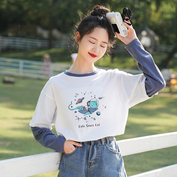 early autumn 2020 korean languid printing loose fake two-piece set of round neck long sleeve t- t- shirt bottoming shirt for women 4j5ou 4j5, Black
early autumn 2020 korean languid printing loose fake two-piece set of round neck long sleeve t- t- shirt bottoming shirt for women 4j5ou 4j5, Black