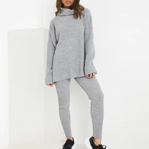 womens casual knitted turtleneck sweater jumper long pencil pants two-piece set ladies pullover casual trip trouser sets, Gray
womens casual knitted turtleneck sweater jumper long pencil pants two-piece set ladies pullover casual trip trouser sets, Gray