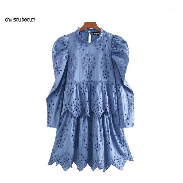women 2021 chic fashion hollow out embroidery mini dress vintage high neck puff sleeve female dresses vestidos mujer c1071, Black;gray
women 2021 chic fashion hollow out embroidery mini dress vintage high neck puff sleeve female dresses vestidos mujer c1071, Black;gray