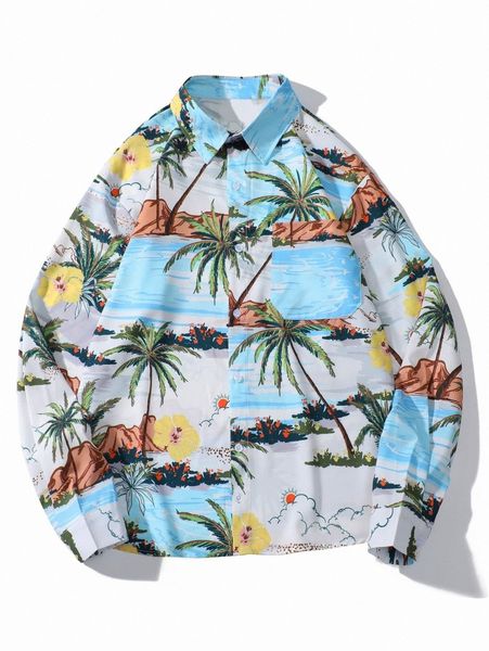 men random coconut tree print shirt 61wd#, White;black
men random coconut tree print shirt 61wd#, White;black