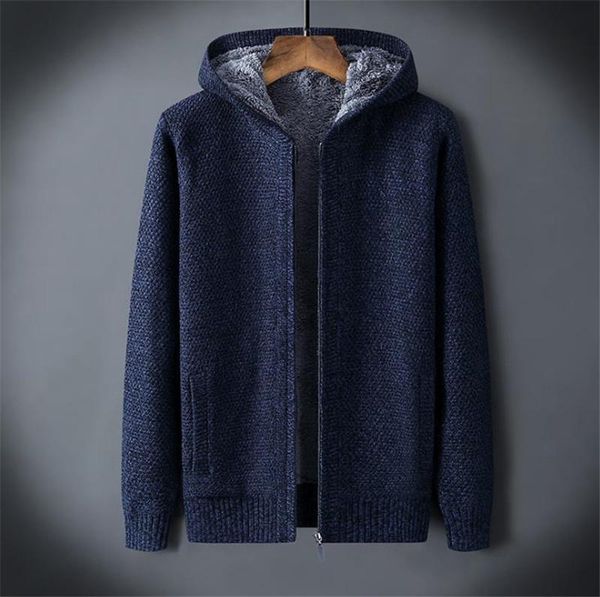 men's sweaters winter knitted cardigan sweater men hooded plus velvet thick warm man jacket, White;black
men's sweaters winter knitted cardigan sweater men hooded plus velvet thick warm man jacket, White;black