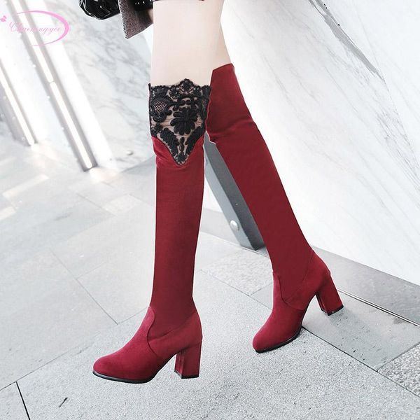 boots party style comfortable round toe nubuck over knee high fashion lace black red heel chunky riding women shoes1
boots party style comfortable round toe nubuck over knee high fashion lace black red heel chunky riding women shoes1