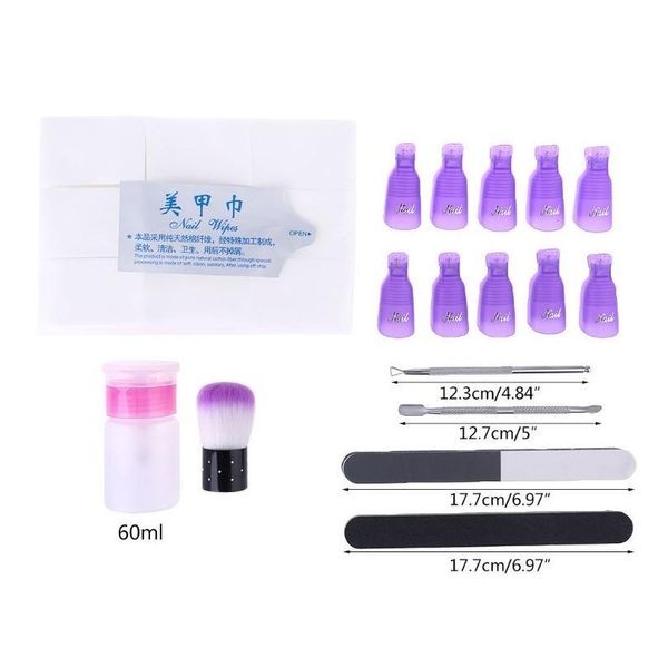 nail polish remover set uv gel clean clip cap cuticle pusher dust brush manicure pedicure c jllwdk, Silver
nail polish remover set uv gel clean clip cap cuticle pusher dust brush manicure pedicure c jllwdk, Silver