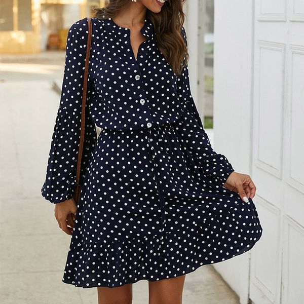 european and american new fashion women's wish 2021 spring and summer long sleeve polka-dot rayon dress, Black;gray
european and american new fashion women's wish 2021 spring and summer long sleeve polka-dot rayon dress, Black;gray