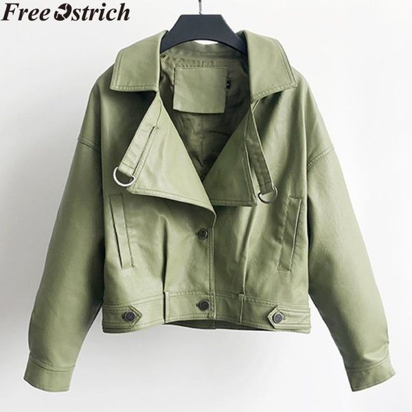 women leather jacket long sleeve solid color motorcycle fashion loose pocket short jacket button plus size fashion womens, Black;brown
women leather jacket long sleeve solid color motorcycle fashion loose pocket short jacket button plus size fashion womens, Black;brown