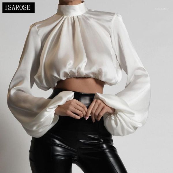 isarose women silk blouses fashion short shirt turtleneck long lantern sleeve crop blouse office lady all-match clothing1, White
isarose women silk blouses fashion short shirt turtleneck long lantern sleeve crop blouse office lady all-match clothing1, White