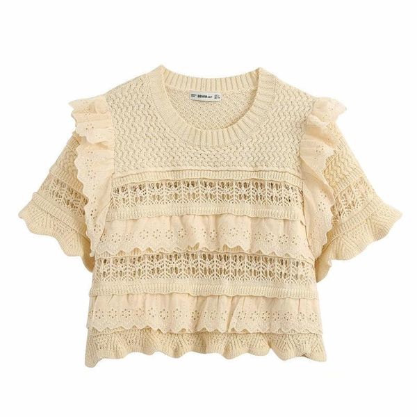 new 2021 women fashion o neck hollow out embroidery lace patchwork knitting casual sweater ladies ruffles thin sweater, White;black
new 2021 women fashion o neck hollow out embroidery lace patchwork knitting casual sweater ladies ruffles thin sweater, White;black